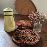 5 braided straw coasters bohemian style