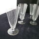 Set of 5 glass flutes engraved lined decoration art deco style