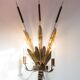 Vintage wall light with rush and leaves in sheet metal and gold metal