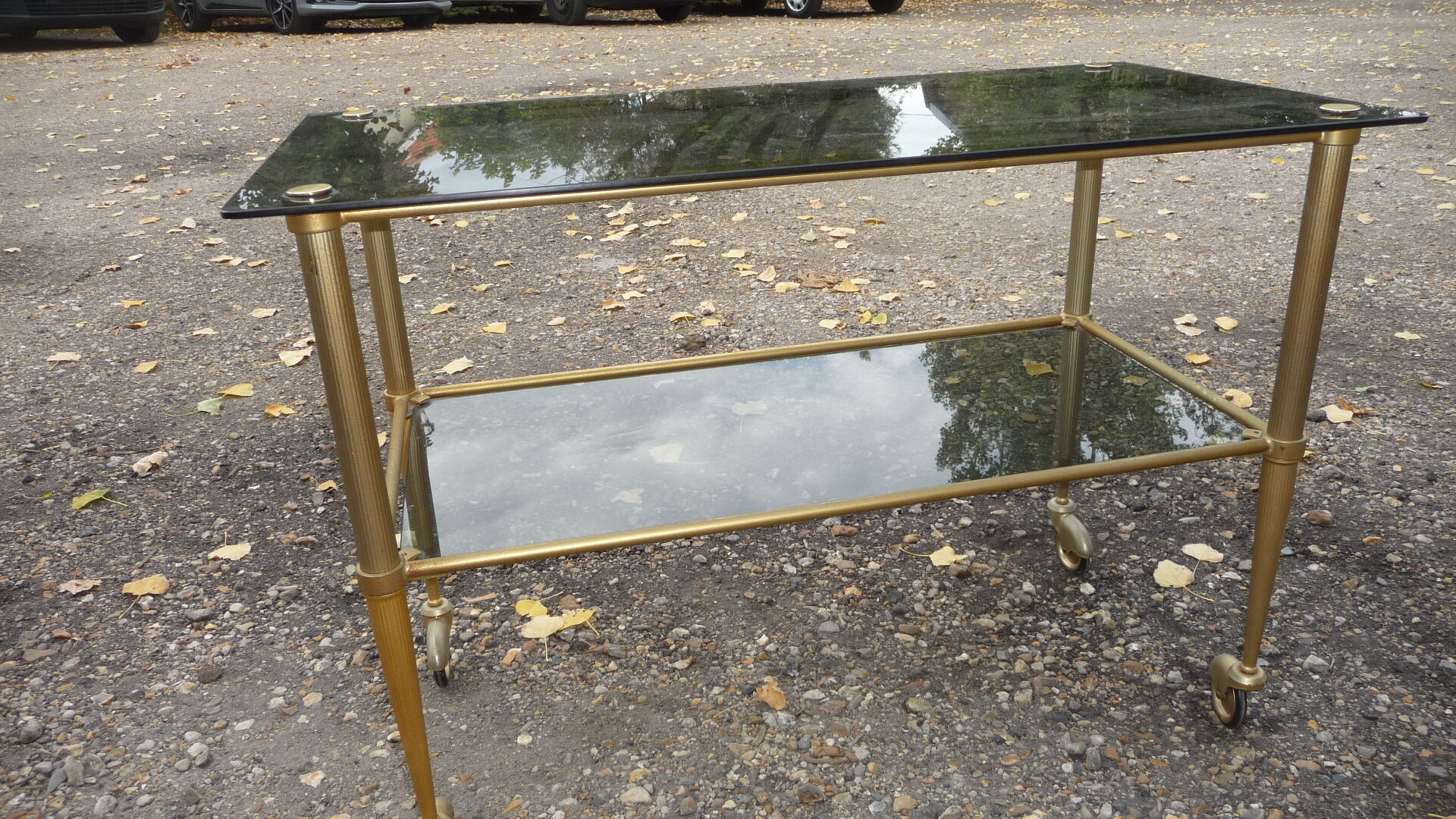 Table basse verre et laiton vintage