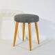 Vintage grey spring stool restored, wood