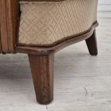 Fauteuil danois en coton marron clair et chêne, 1950