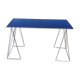 Vintage steel wire desk with chrome trestles and smoked glass top
