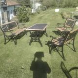 Cast iron and wood garden furniture