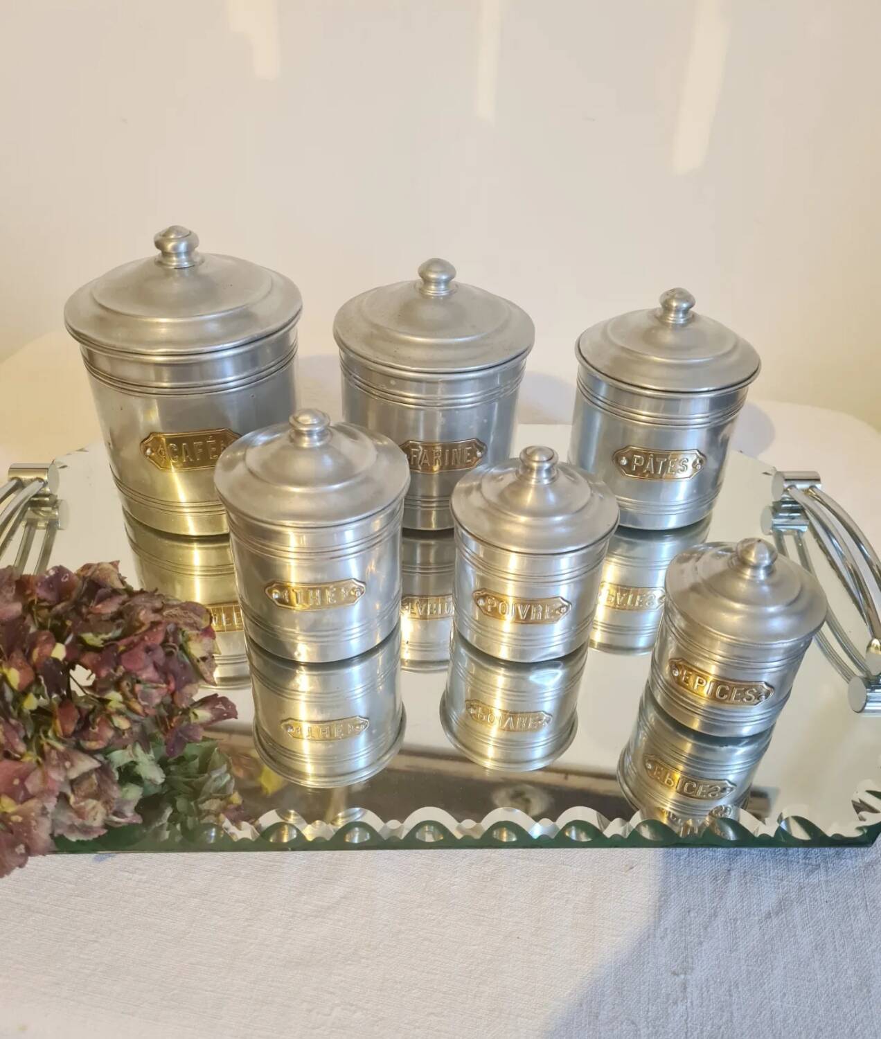 Aluminum and brass spice jars