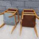 Paire de fauteuil bridge en skaï marron années 50