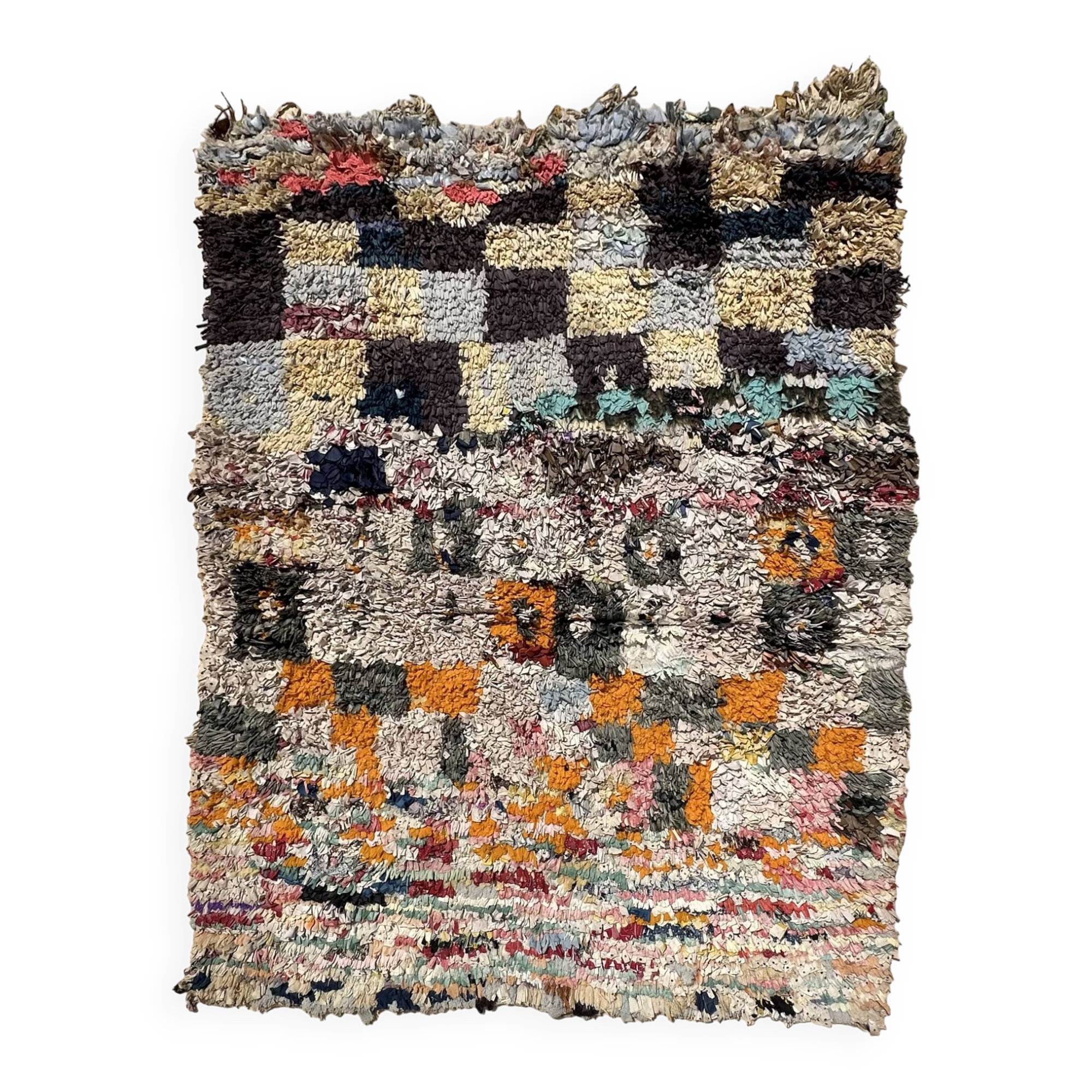 Colorful Boucherouite Berber rug - 129 x 160 cm