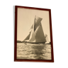 Framed photograph sailboat, mahogany frame