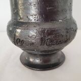 Covered pot on shower foot in black glazed chamotte terracotta Jean Marais