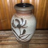 Old beige brown ceramic vase decor flowers w. germany vintage #a633