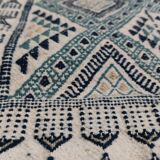 Handmade white blue and beige margoum rug