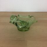 Green bubbled glass mortar and pestle