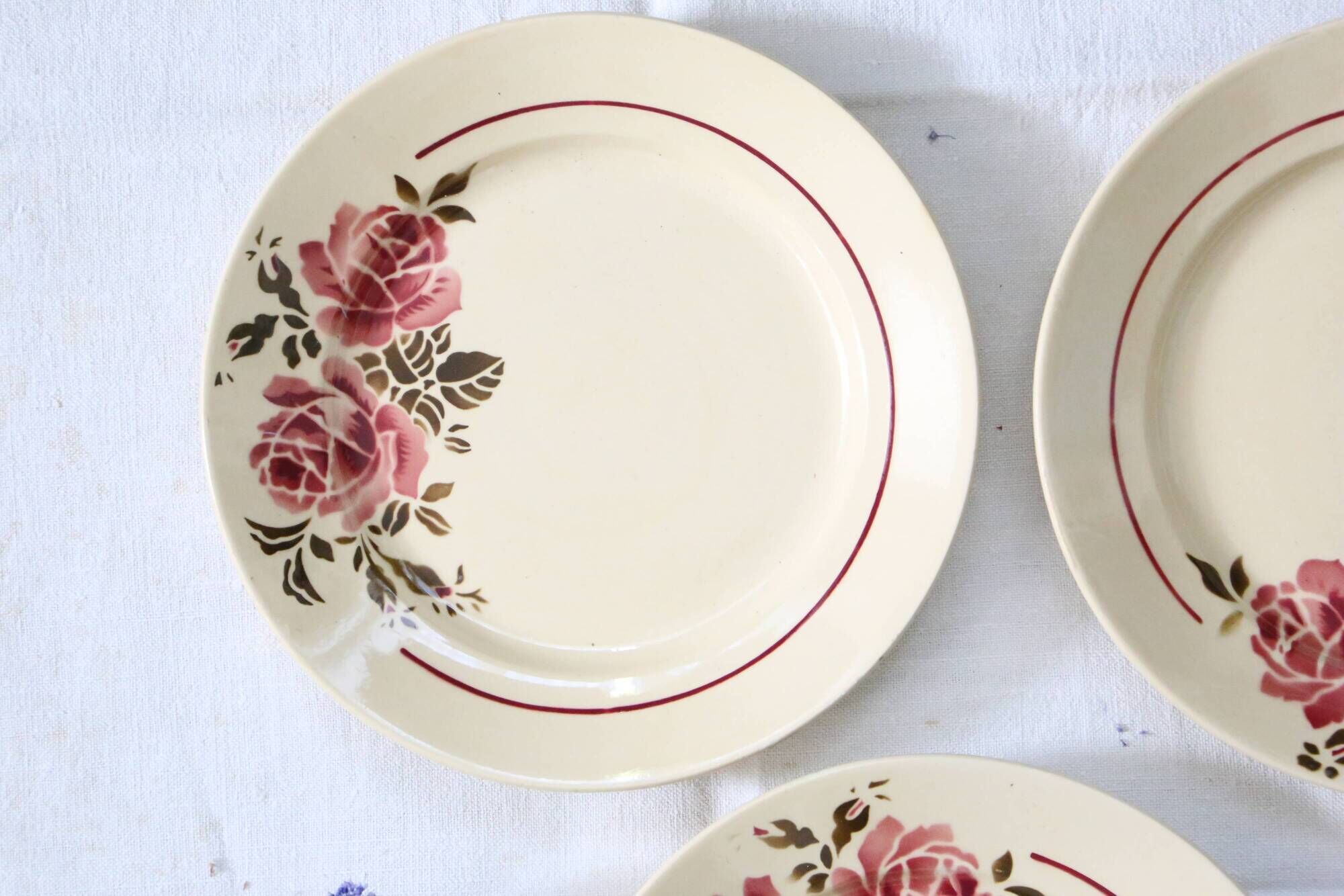 Set of 4 flat plates Badonviller, vintage French