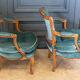 Pair of Louis XV style convertible armchairs Light wood 1900
