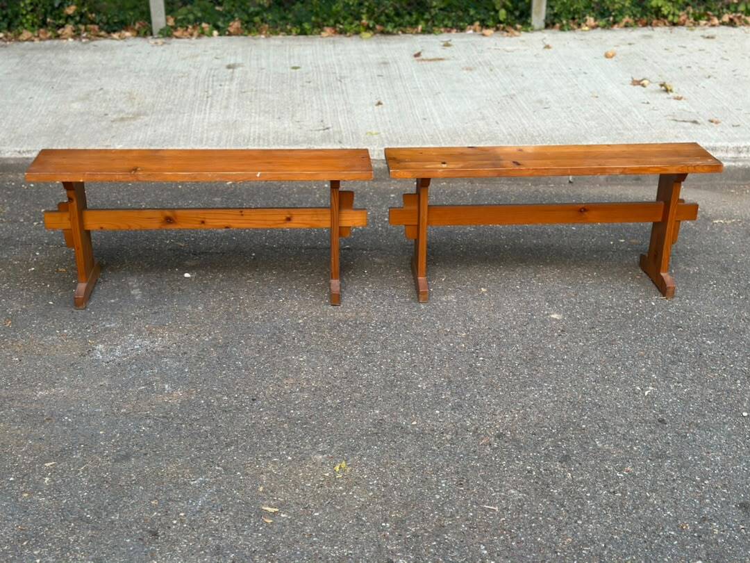 2 bancs en pin massif rustique style chalet / ferme 110cm