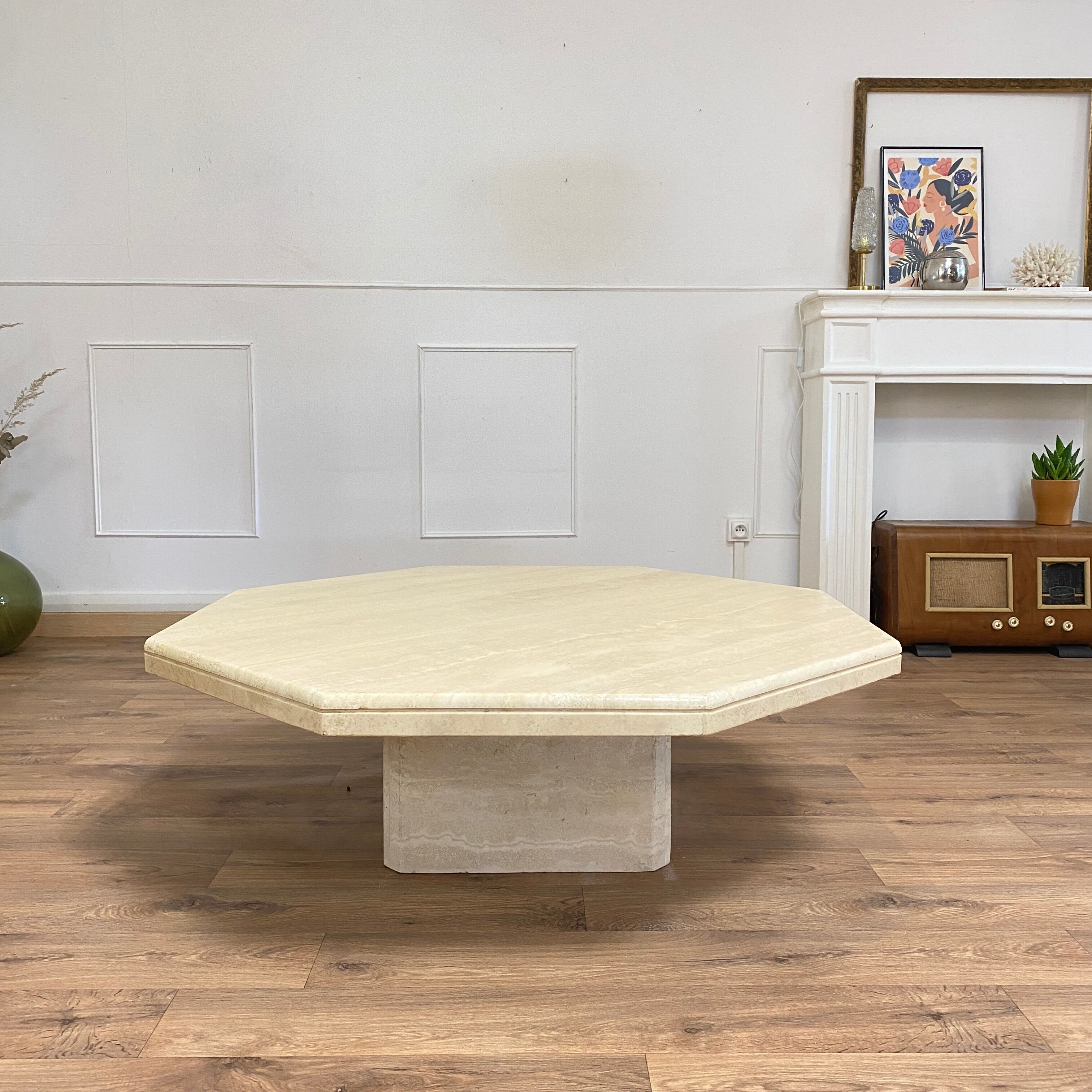 Travertine coffee table 70s