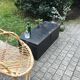 Old chest or wooden trunk black patina