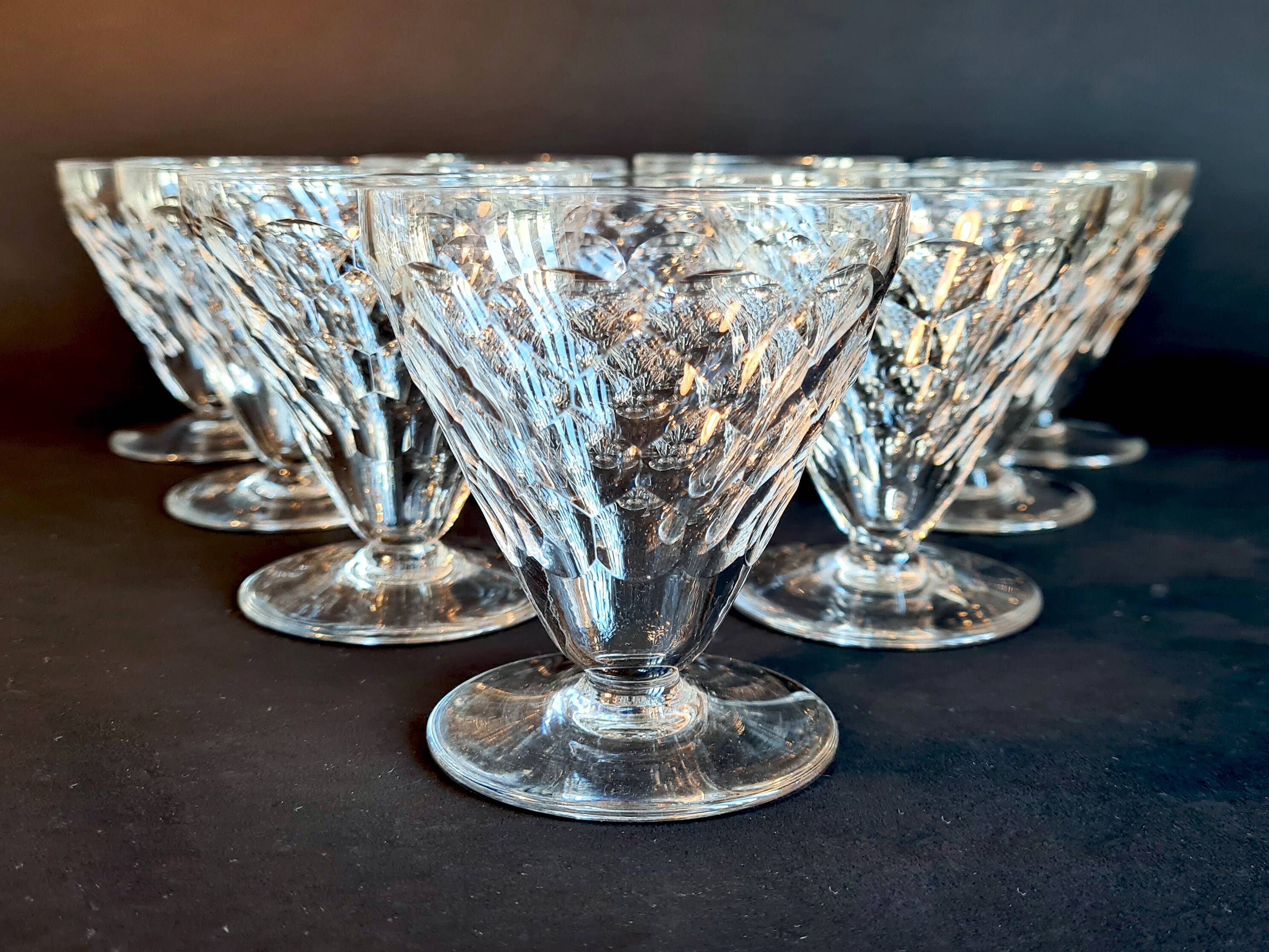 Set of 6 cut crystal glasses, Baccarat Brindisi model.