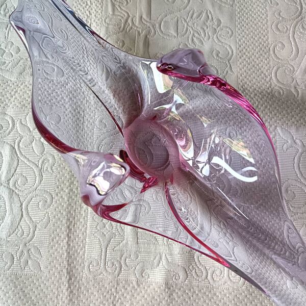 Coupe à fruits en cristal coloré vintage, coupe centre de table lilas