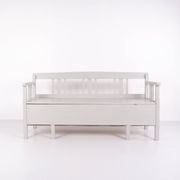 Antique storage bench – grey painted – pine wood – 1860s