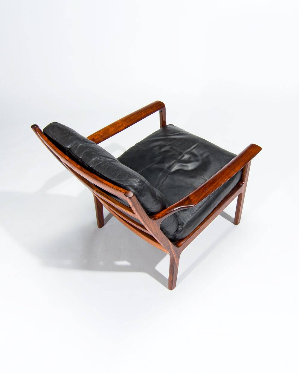Mid Century Rosewood Armchairs in Leather, Danish Design 1950s