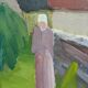 1977 Mid-Century Modern "Pensive Walk" Swedish Figurative Oil Painting, Framed