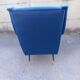 Fauteuil en velours bleu, années 1950