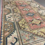 Old Turkish Milas Rug 212x122 cm old vintage carpet Ushak Region Pink Beige Blue