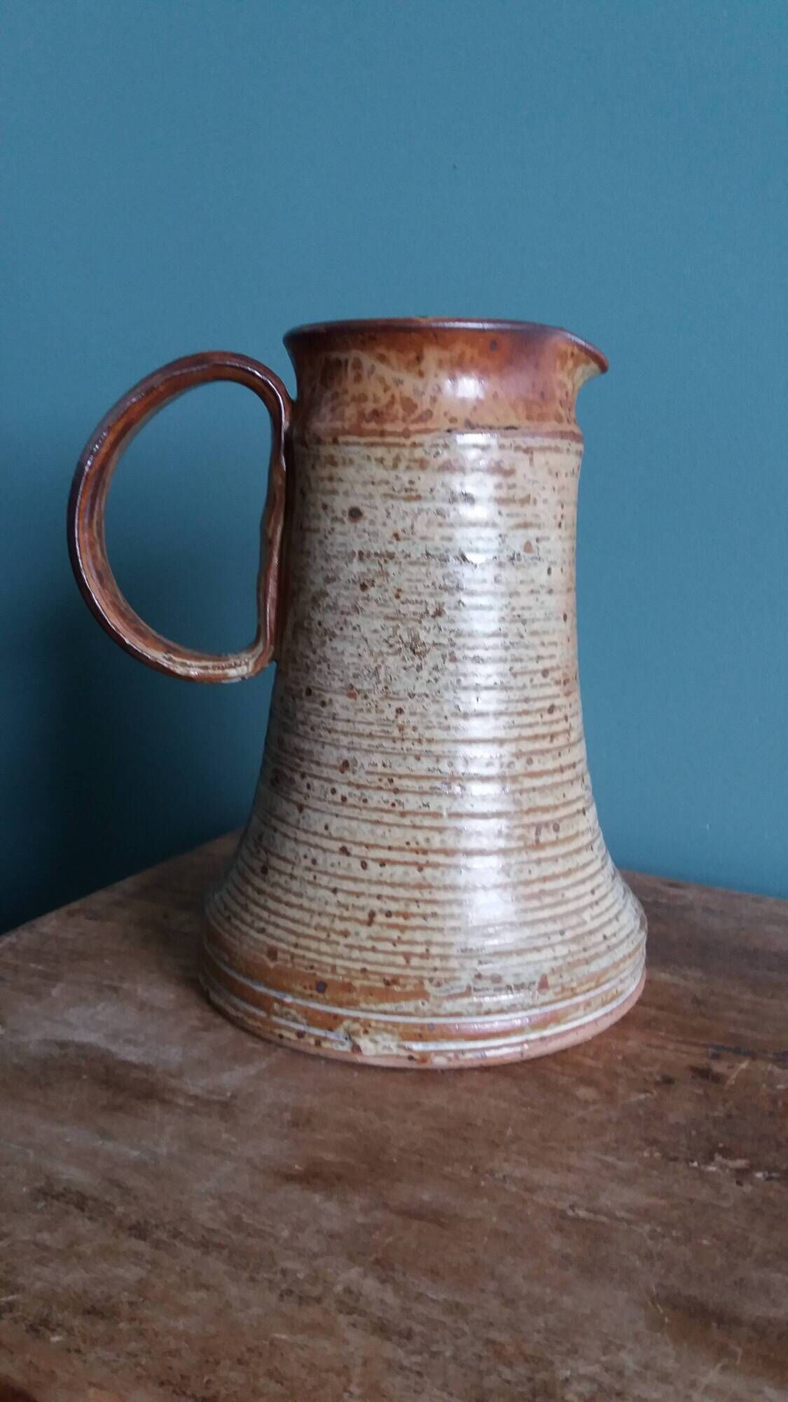 Stoneware pitcher from Puisaye signed by Jean-Pierre Prud’homme.