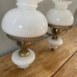 Vintage bronze/opaline wall lamp