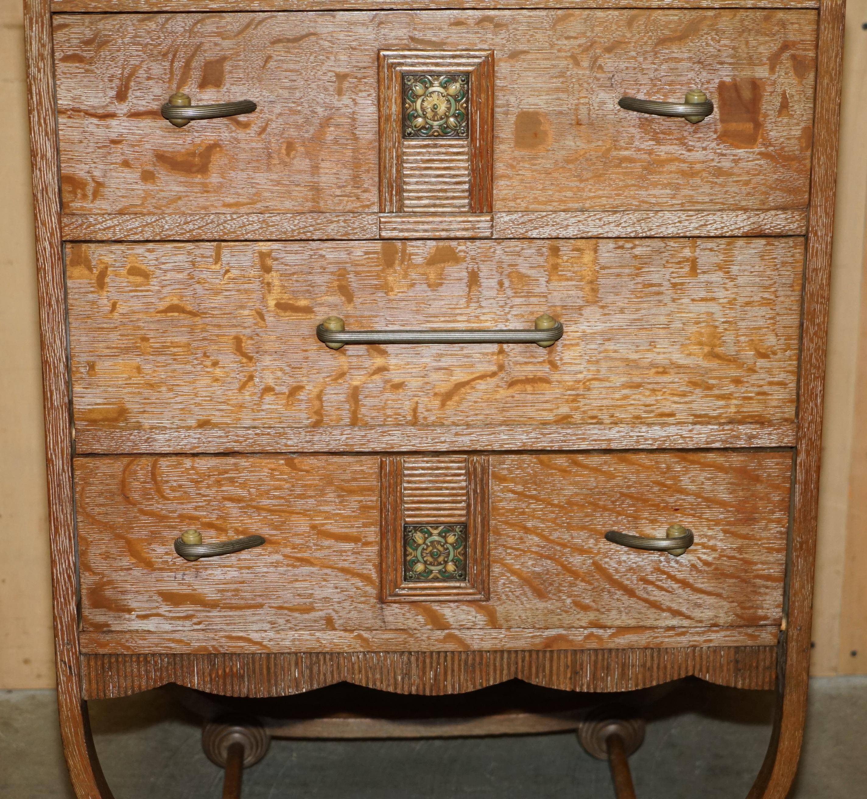 High Art Deco commode by Heals in bleached oak
