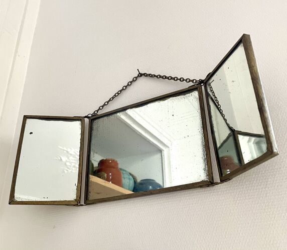 Miroir tryptique de barbier vintage 41x16cm