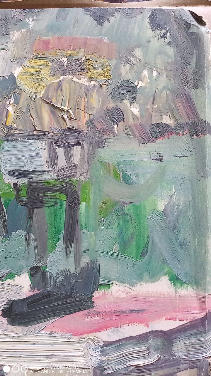 Marcel Saint-Jean (1914-1994) oil on paper - 29 x 65 cm "the red house"