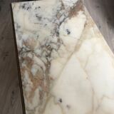 Marble and golden patina iron coffee table