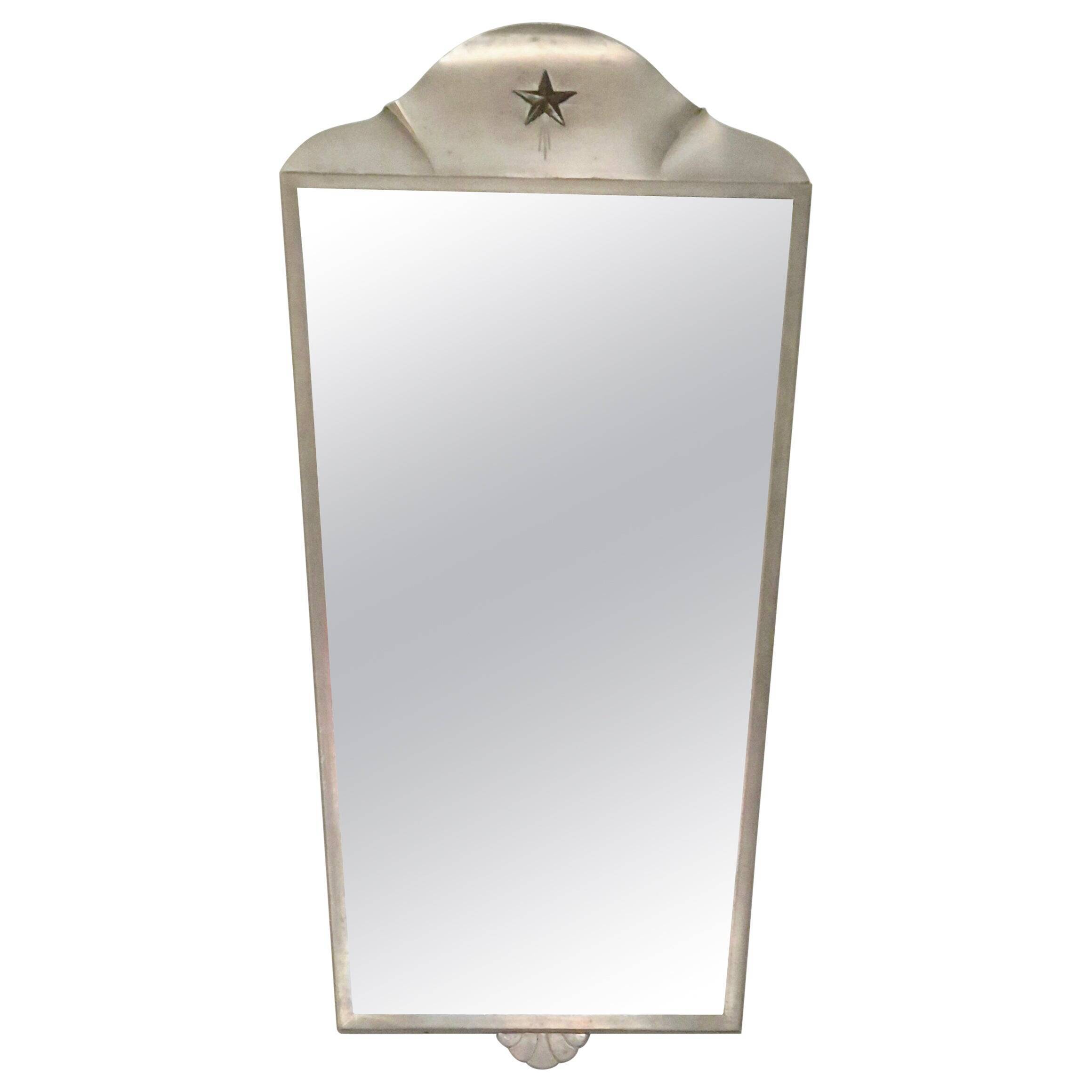 Miroir Grace suédois en étain avec décor d'étoiles en laiton, GAB Guldsmedsaktiebolaget/GAB.