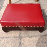 Fauteuil et repose pieds cuir Rouge