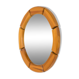 Sculptural wall-mirror in solid pine