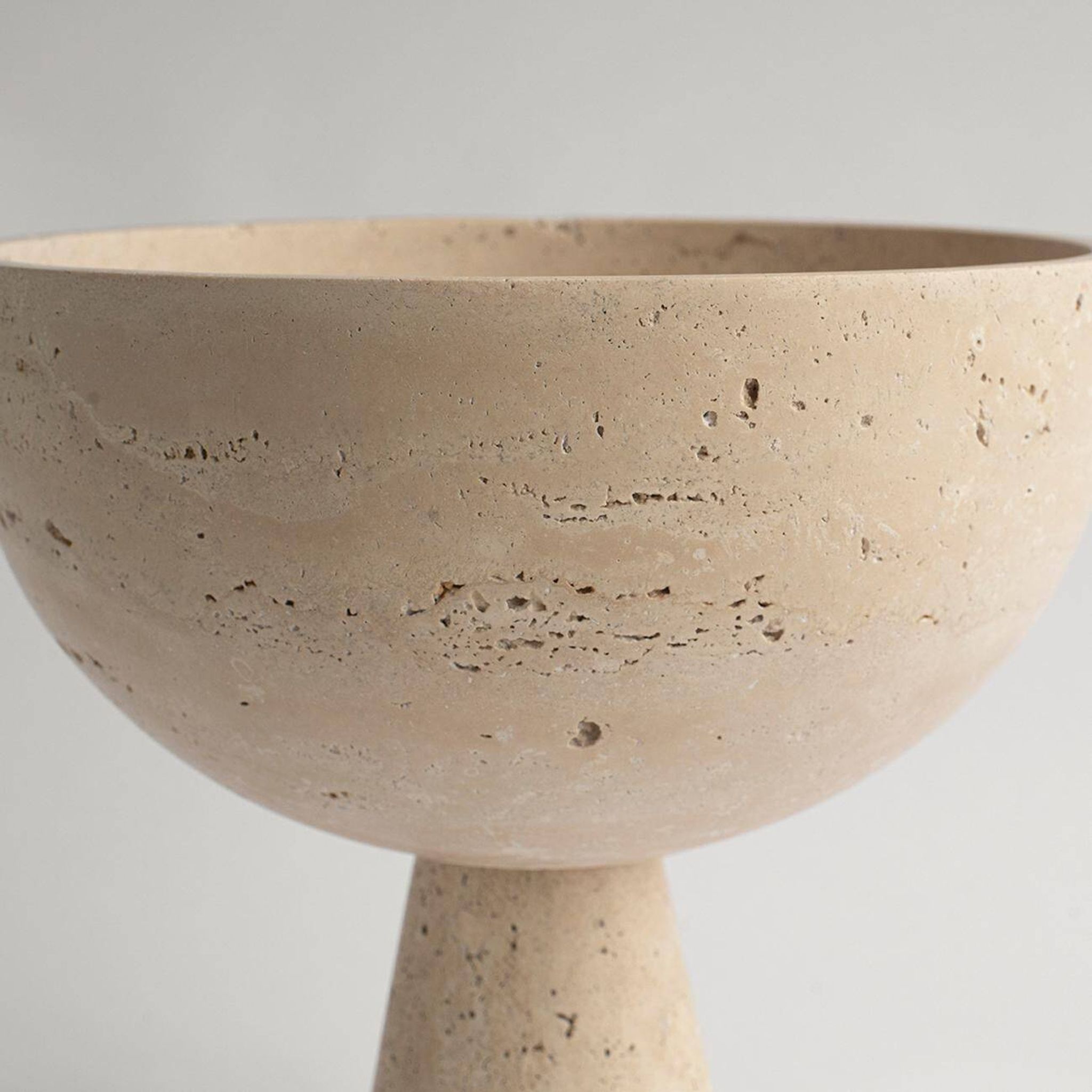 XL travertine pedestal bowl