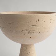 XL travertine pedestal bowl