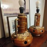 Pair of Fat Lava Mid-Century Ceramic Lamps, Germany, 1960s