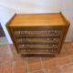 Vintage rattan and oak chest of drawers from the 60s