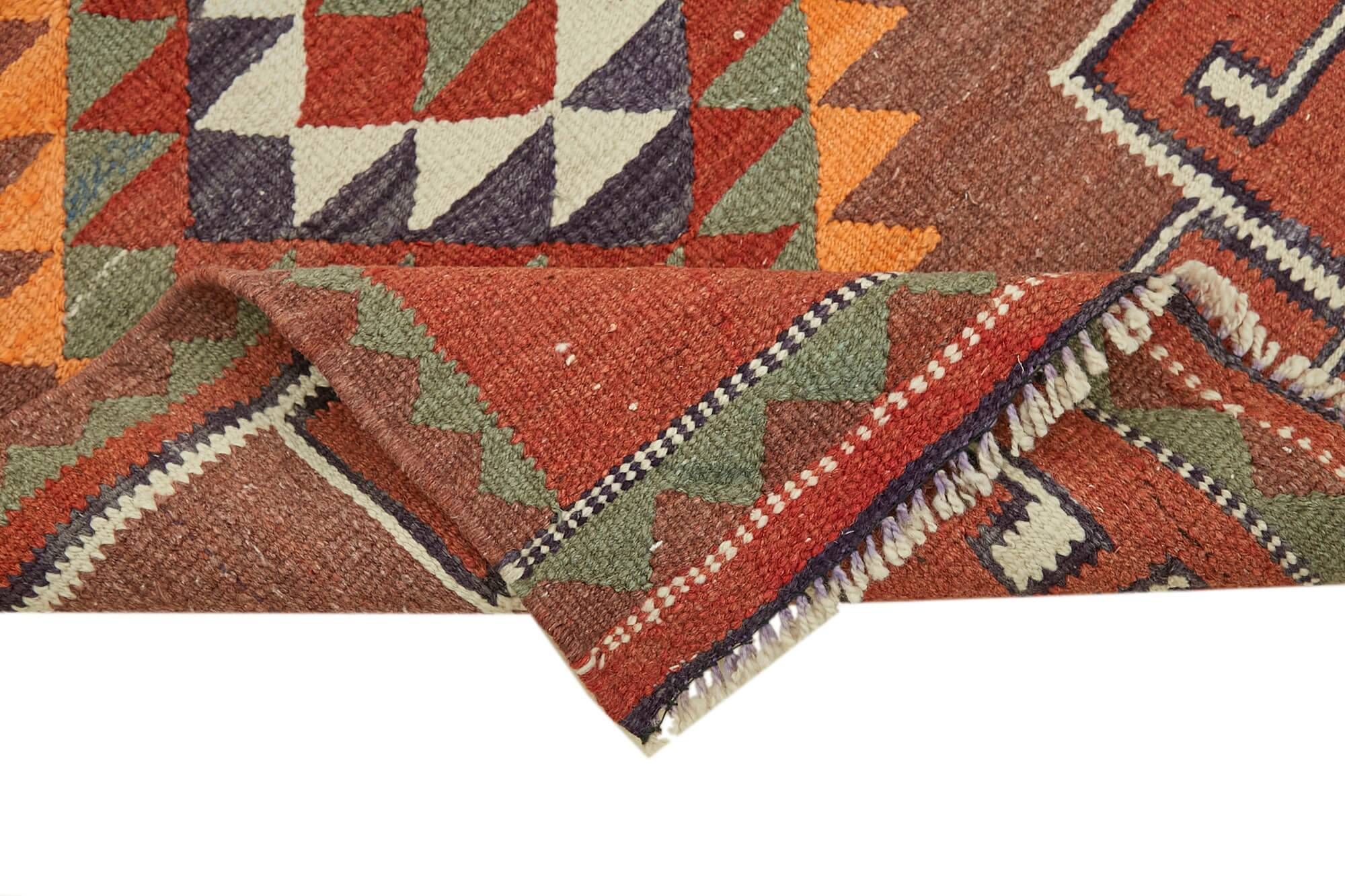 Turkish Handwoven Vintage Herki Kilim 90 cm x 318 cm