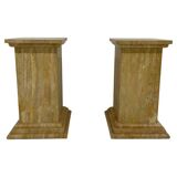 Pair of Art Deco Travertine Columns, Italy, Elegant Design, 1940s