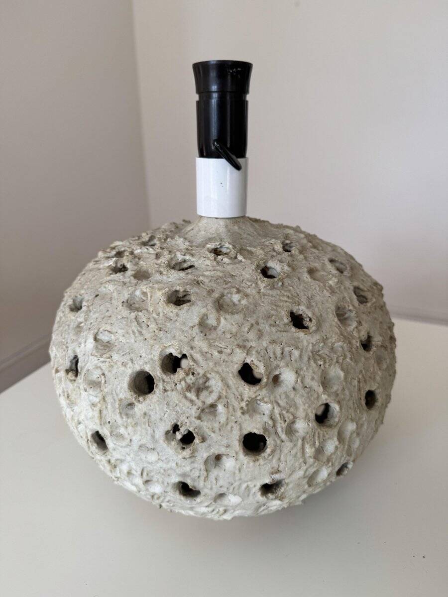 Large mid-century Danish brutalist ceramic table lamp in the style of Sejer, 1960s