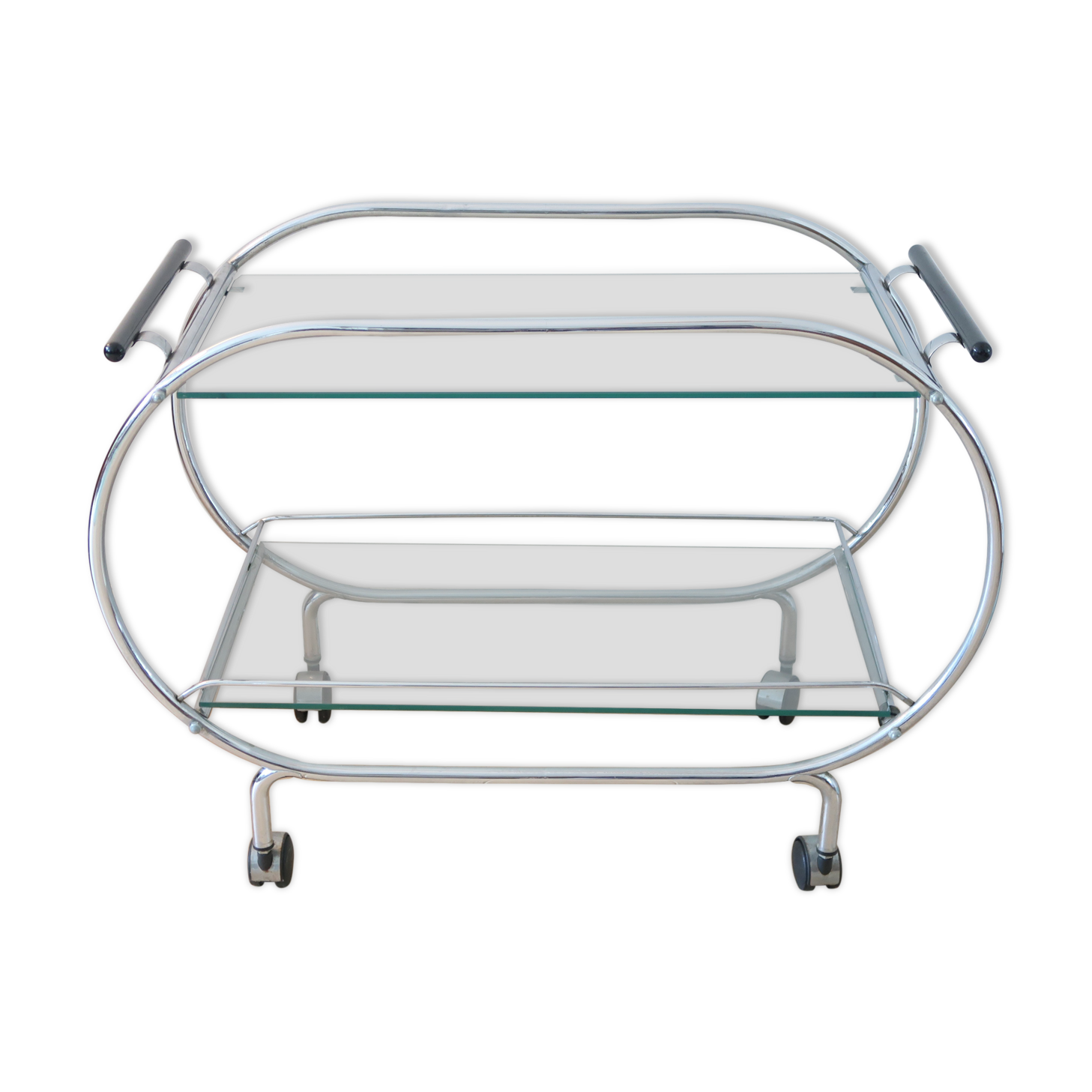 Desserte chariot chrome et verre vintage