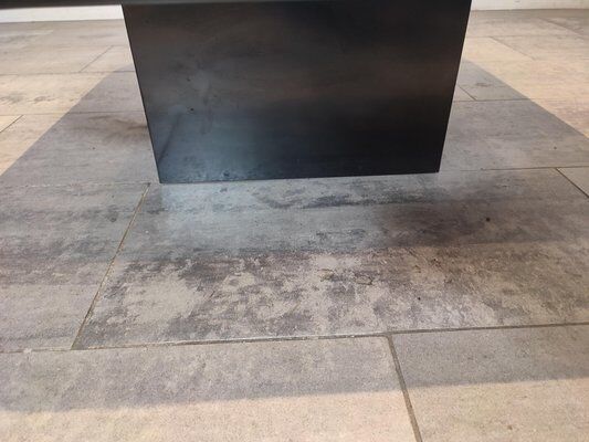 Brass coffee table engraved with blue stone by Agathe, 1987