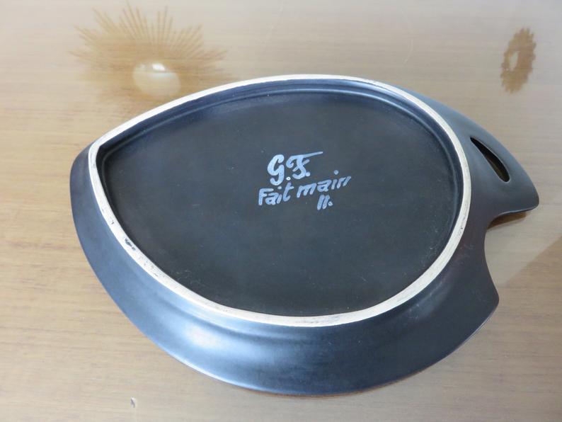Ceramic dish Gabriel Fourmaintral signed years 50 60