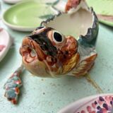 Vintage Vallauris ceramic dinnerware set. Fish design. 1960s