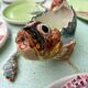 Vintage ceramic service from Vallauris. Fish decor. 1960s.