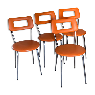 Set of 4 chairs 70s in skaï